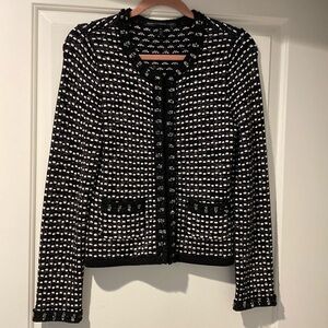 NWT lovely knit  jacket with silvery threads & pretty trim & stones on sleeves.